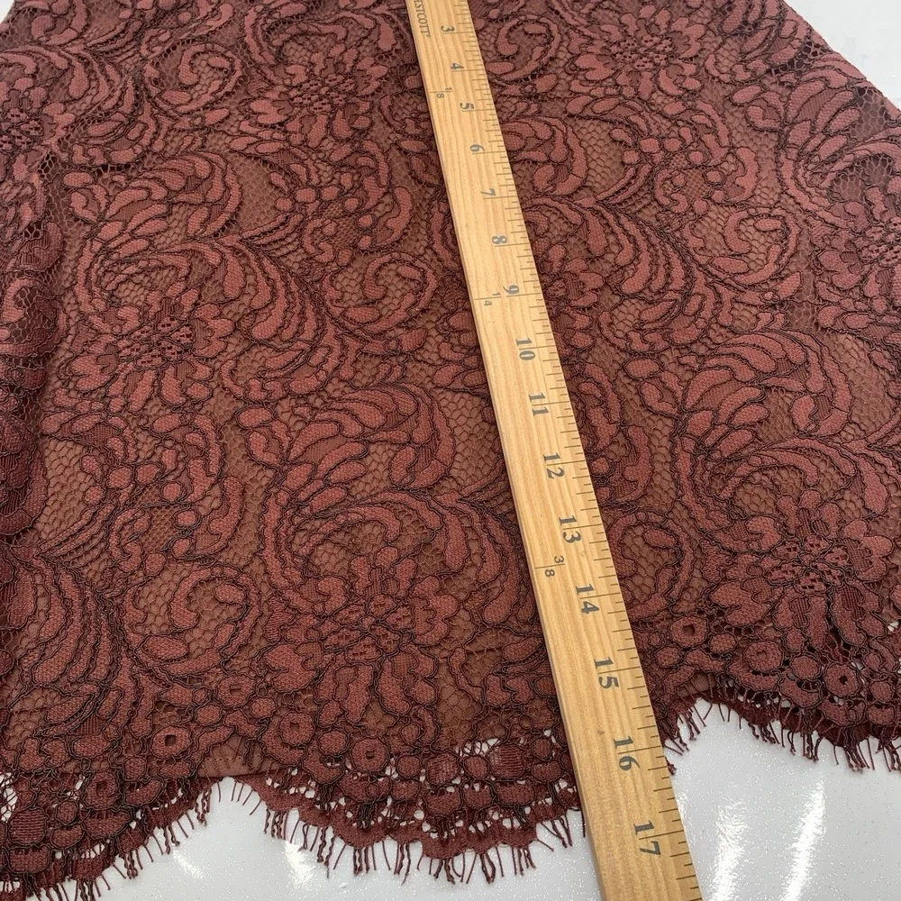 Wilfred Brown Lace Mini Skirt Lined Scallop Fringe Hem Sz 4 Floral Design Event‎